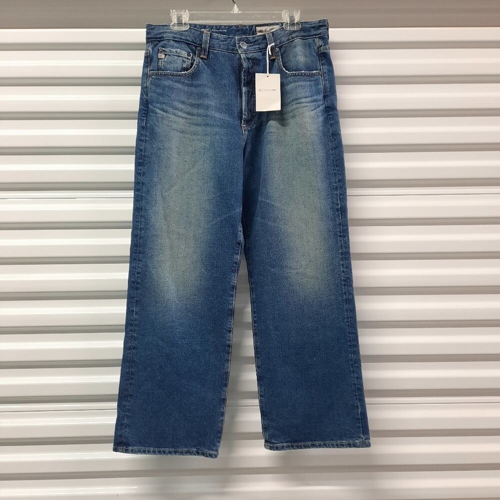 AG Denim Kinsley Jeans Women's Size 32R Blue High Rise Pop Crop Flare Wide Leg - Picture 5 of 14